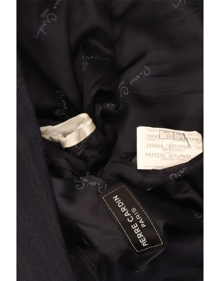 Pierre Cardin Veste blazer 2 boutons pour homme IT 58 4XL Bleu marine à fines rayures