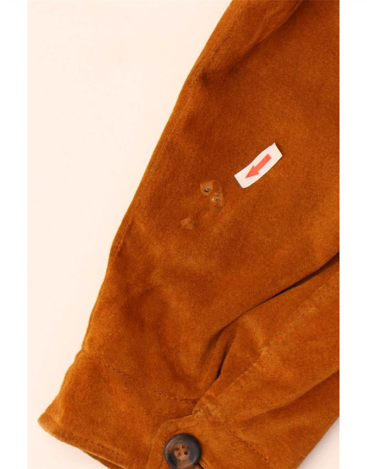 James Dillon Veste bomber en daim pour homme UK 40 Grand cuir beige