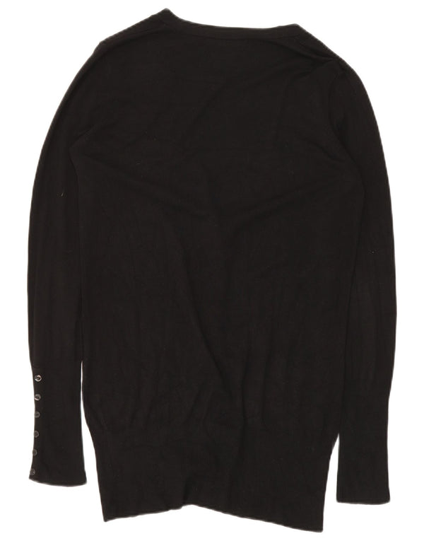 ZARA Cardigan long pour femme UK 14 Rayonne noire moyenne
