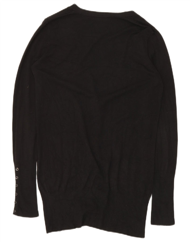 ZARA Cardigan long pour femme UK 14 Rayonne noire moyenne