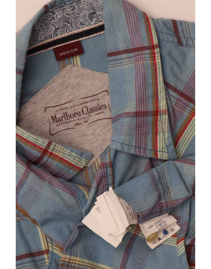 Marlboro Classics Chemise à manches courtes homme en coton à carreaux bleu moyen