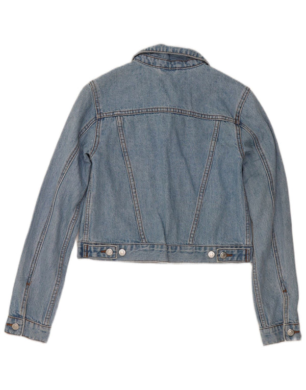 Topshop Veste en jean courte pour femme UK 4 XS Bleu Coton
