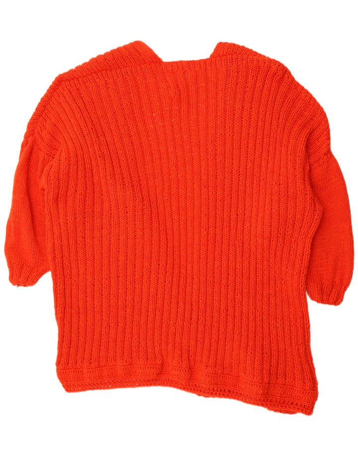 vintage Femmes Surdimensionné Ouvert Cardigan Pull UK 14 Moyen Rouge