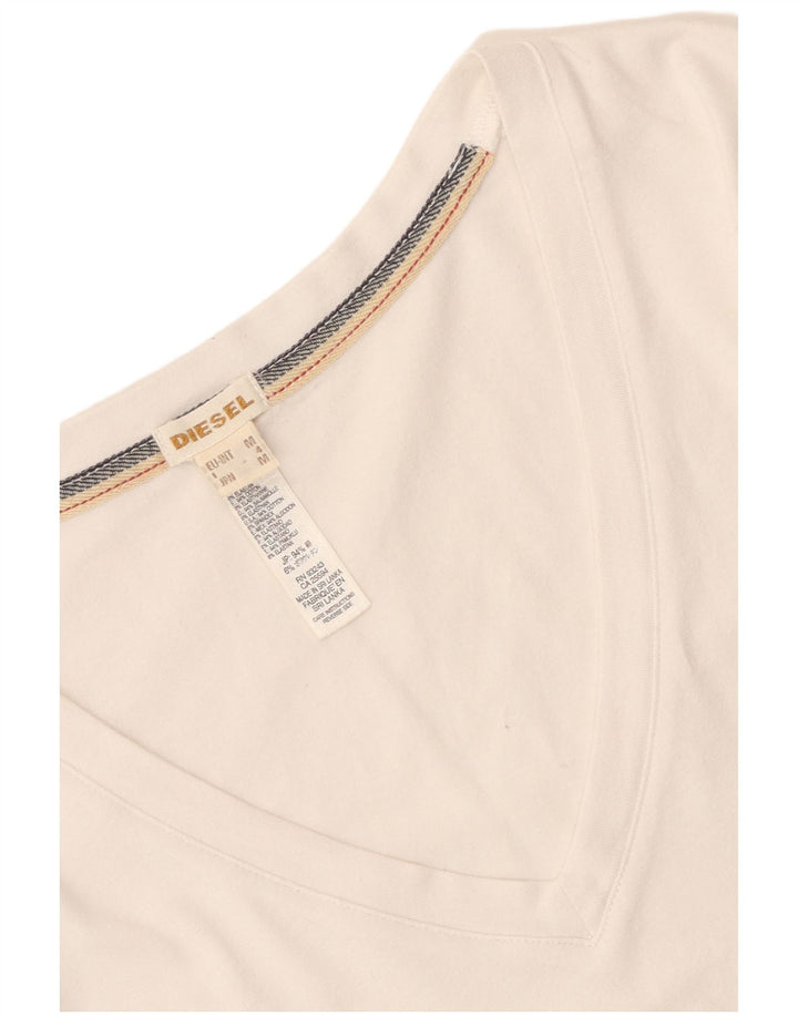 Diesel T-Shirt Femme UK 12 Coton Blanc Moyen
