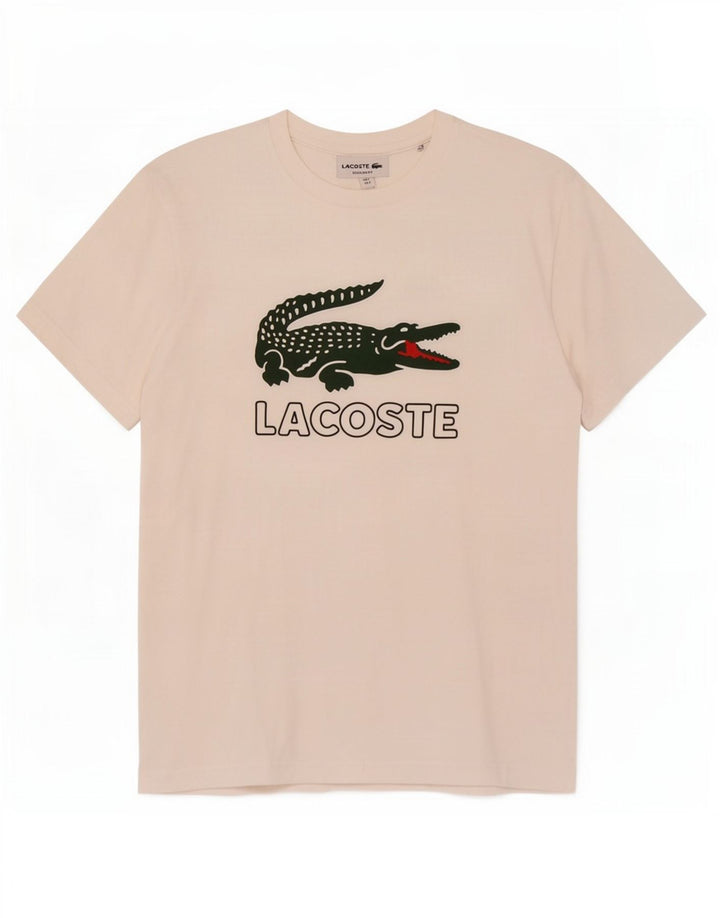 Lacoste T-shirt graphique coupe régulière pour homme Taille 3 Petit Blanc