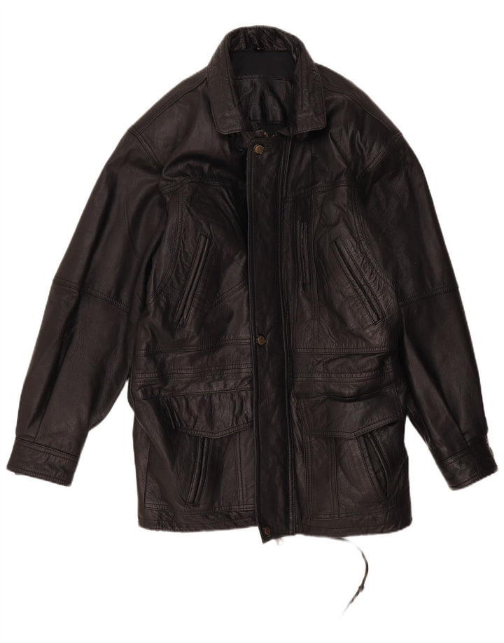 manteau en cuir homme vintage UK 38 Cuir noir moyen