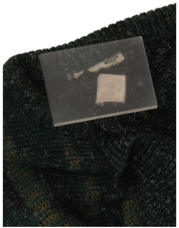 vintage Mens Crew Neck Jumper Pull IT 50 Moyen Vert Rayé