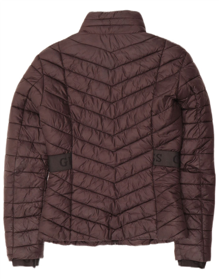 Guess Veste matelassée graphique pour femme UK 10 Small Noir Polyester