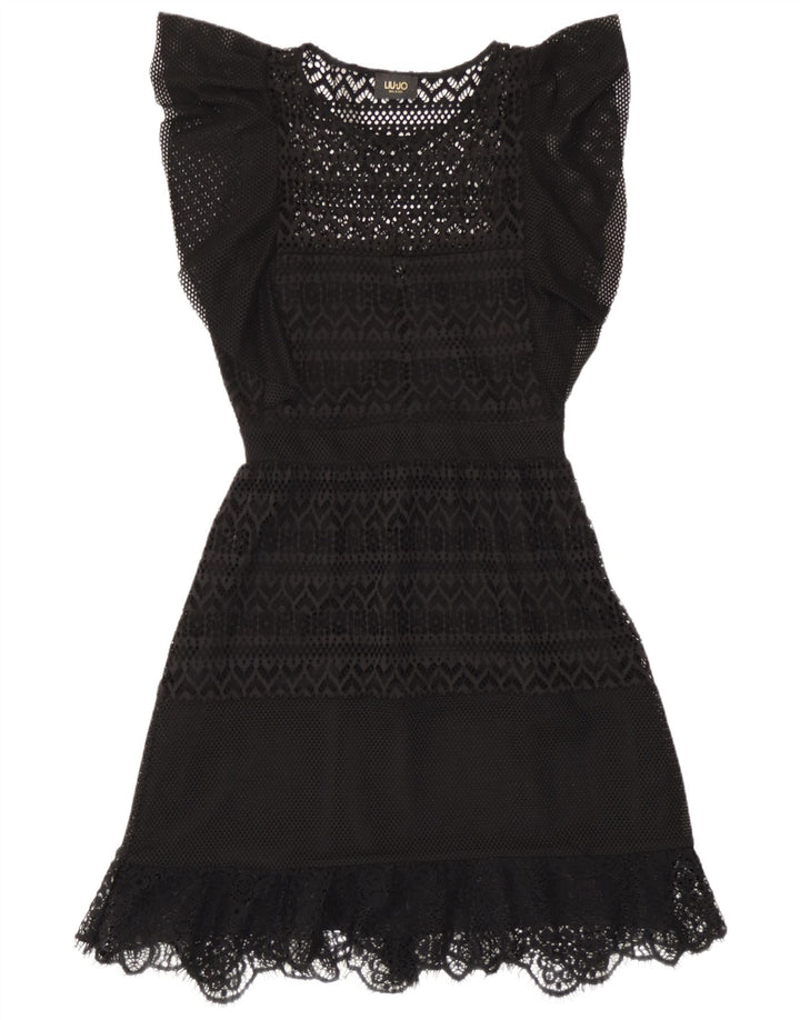 Liu Jo Robe trapèze au crochet pour femme IT 42 Polyester noir moyen