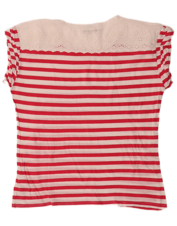 Liu Jo T-Shirt Femme UK 44 Coton Rayé Rose Moyen