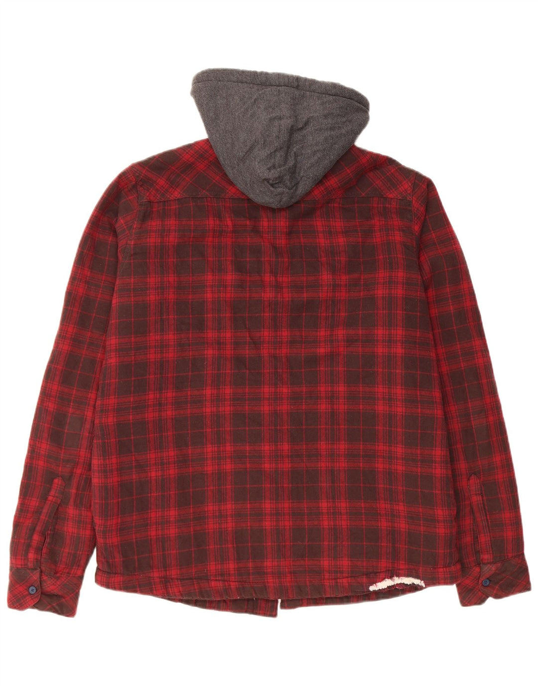 Mistral Chemise à capuche en flanelle pour homme en coton à carreaux rouge moyen