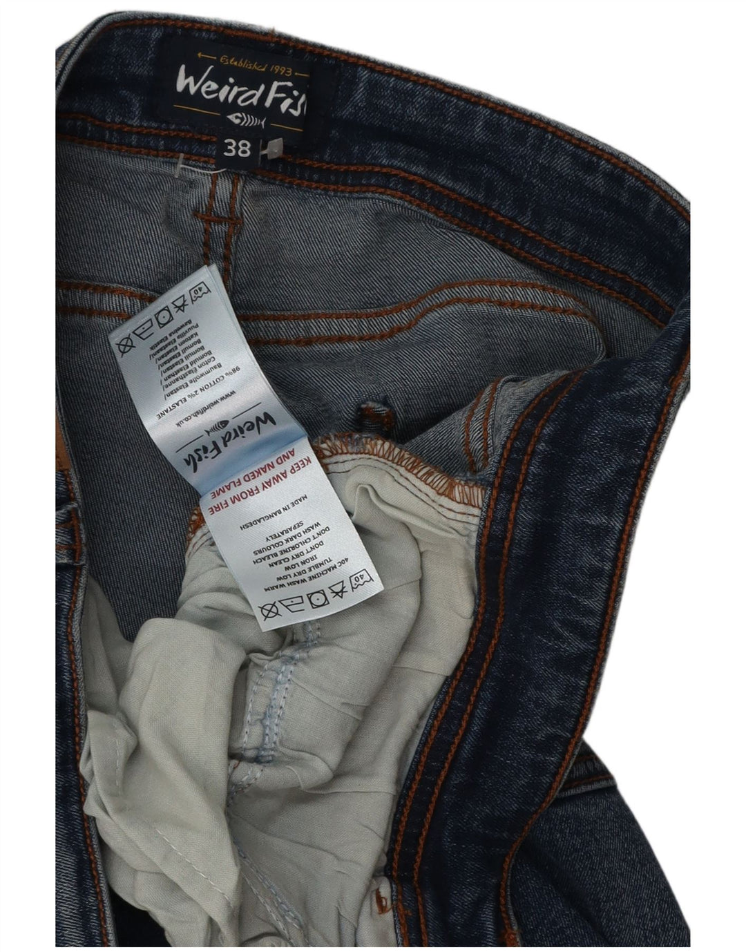 Weird Fish Jean droit homme W38 L32 bleu coton