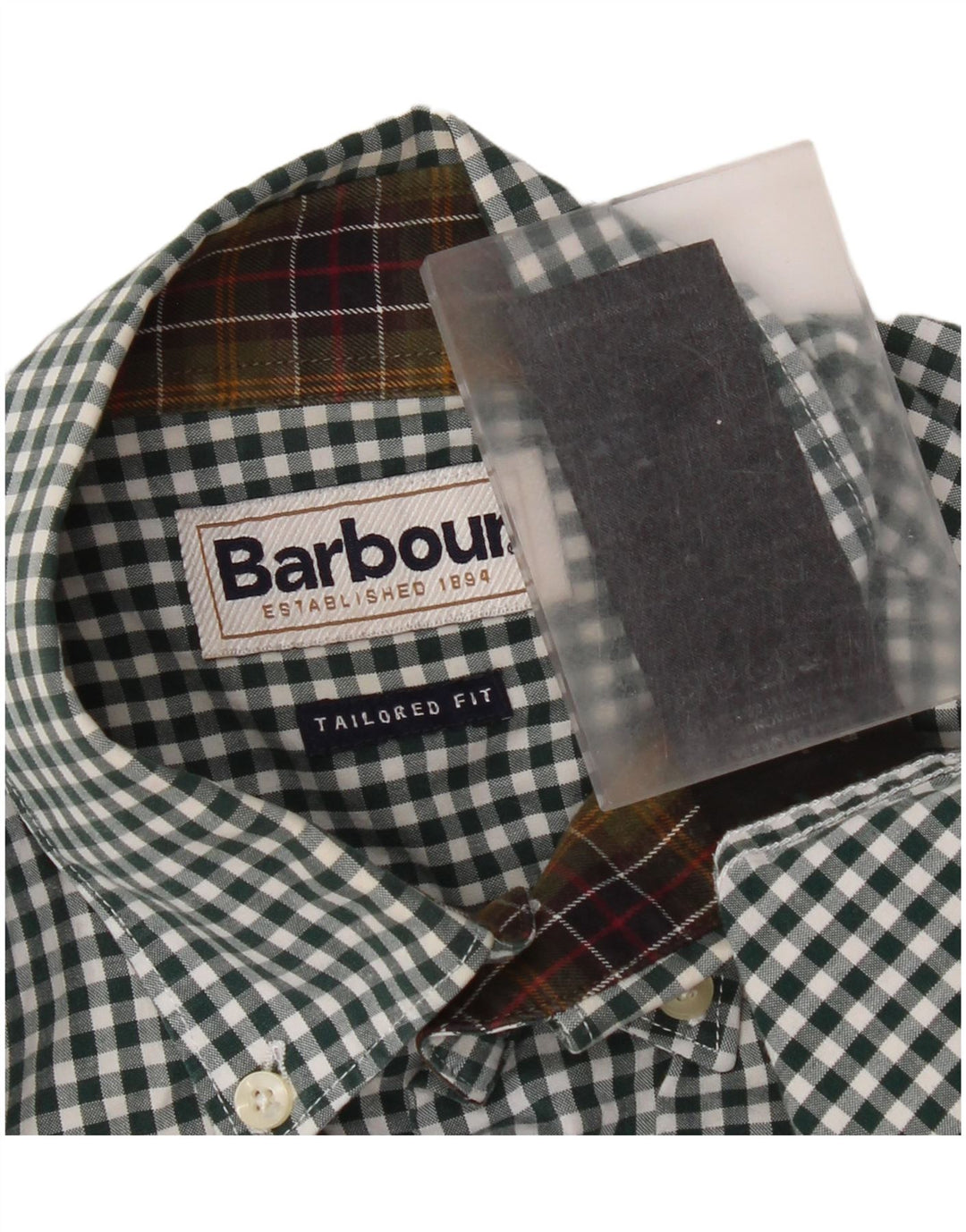 Barbour Chemise coupe ajustée pour hommes Petit coton vichy vert