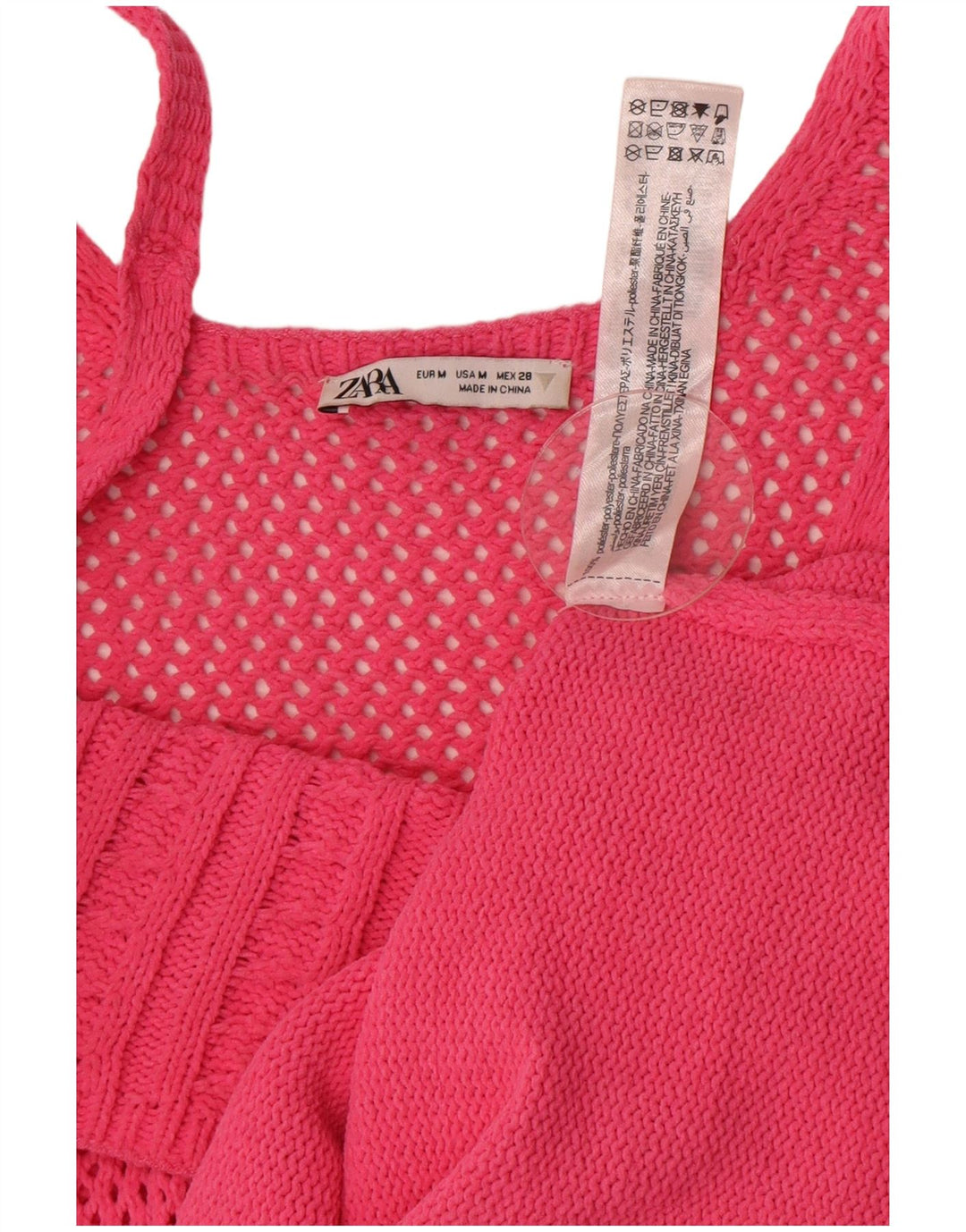 Zara Robe d'été en tricot pour femme UK 12 Polyester rose moyen
