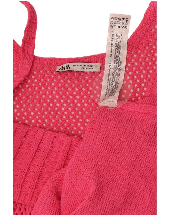 Zara Robe d'été en tricot pour femme UK 12 Polyester rose moyen