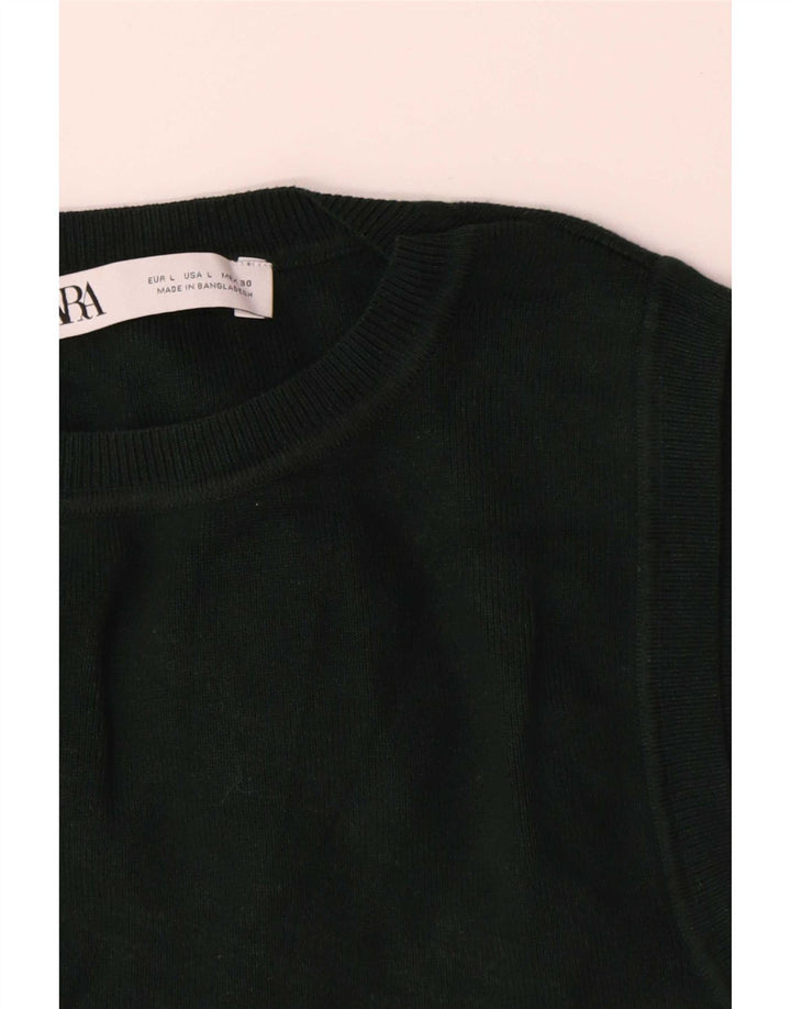 Zara Womens Crop Débardeur UK 14 Large Noir
