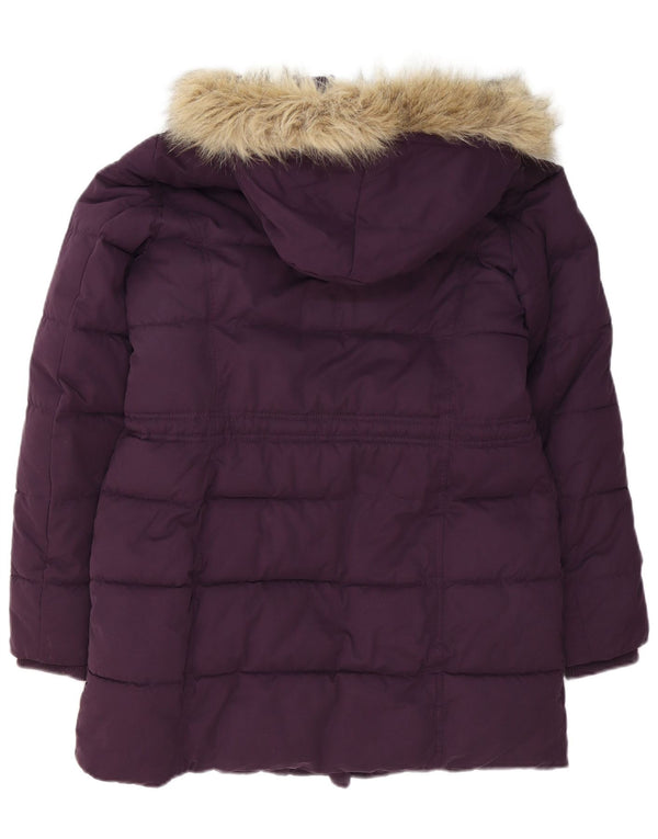 Fat Face Womens Hooded Padded Coat UK 12 Medium Purple Cotton