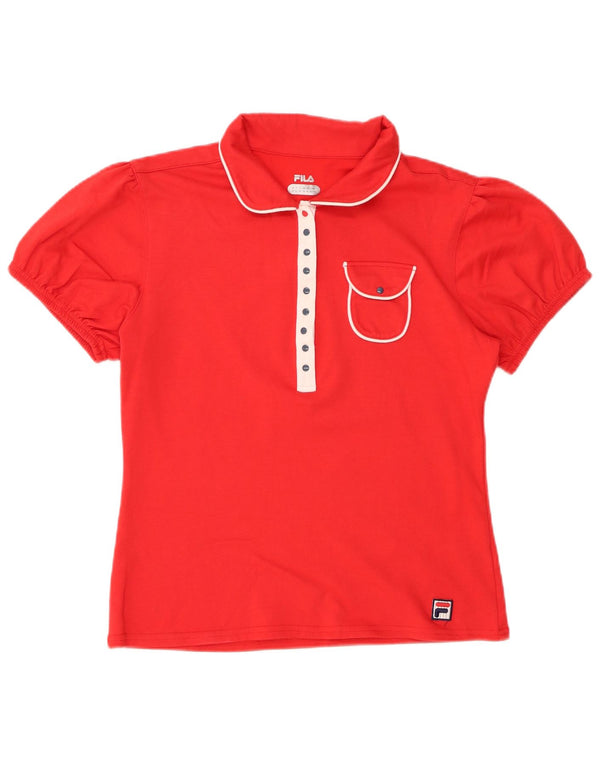 FILA Polo Femme UK 16 Large Rouge Coton