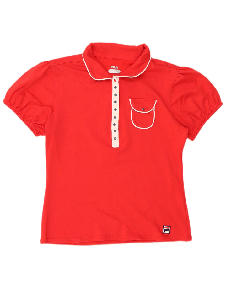 FILA Polo Femme UK 16 Large Rouge Coton