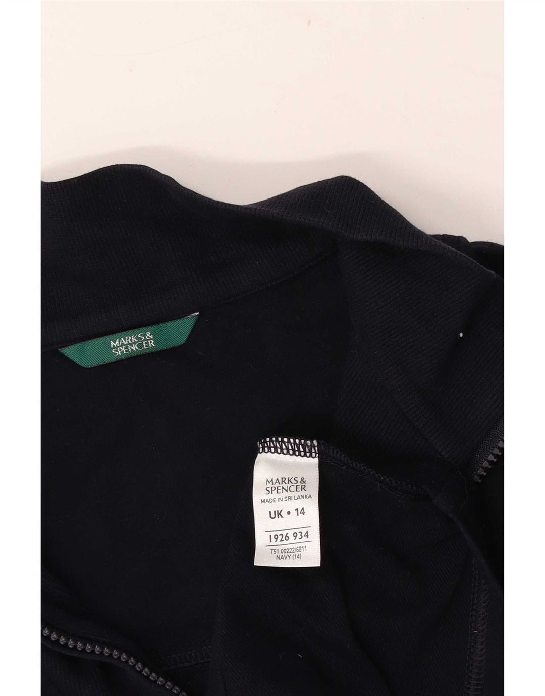 Marks & Spencer Sweat-shirt à col zippé pour femme UK 14 Bleu marine moyen