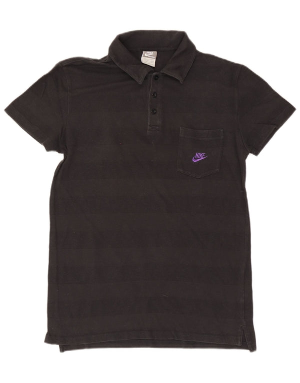 NIKE Polo graphique homme UK 39/41 coton rayé noir moyen