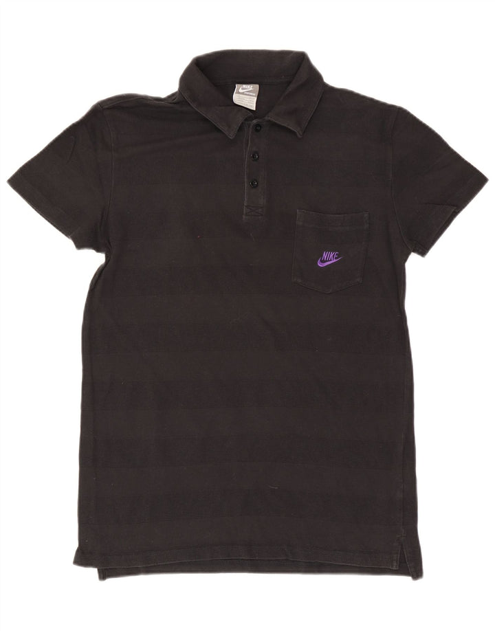 NIKE Polo graphique homme UK 39/41 coton rayé noir moyen