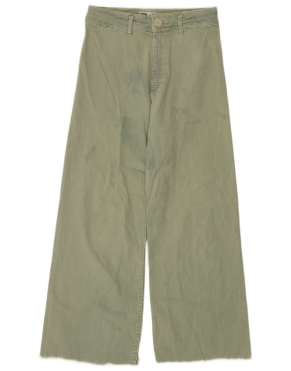 Zara Jean taille haute à jambe large pour femme EU 40 Medium W30 L27 Vert