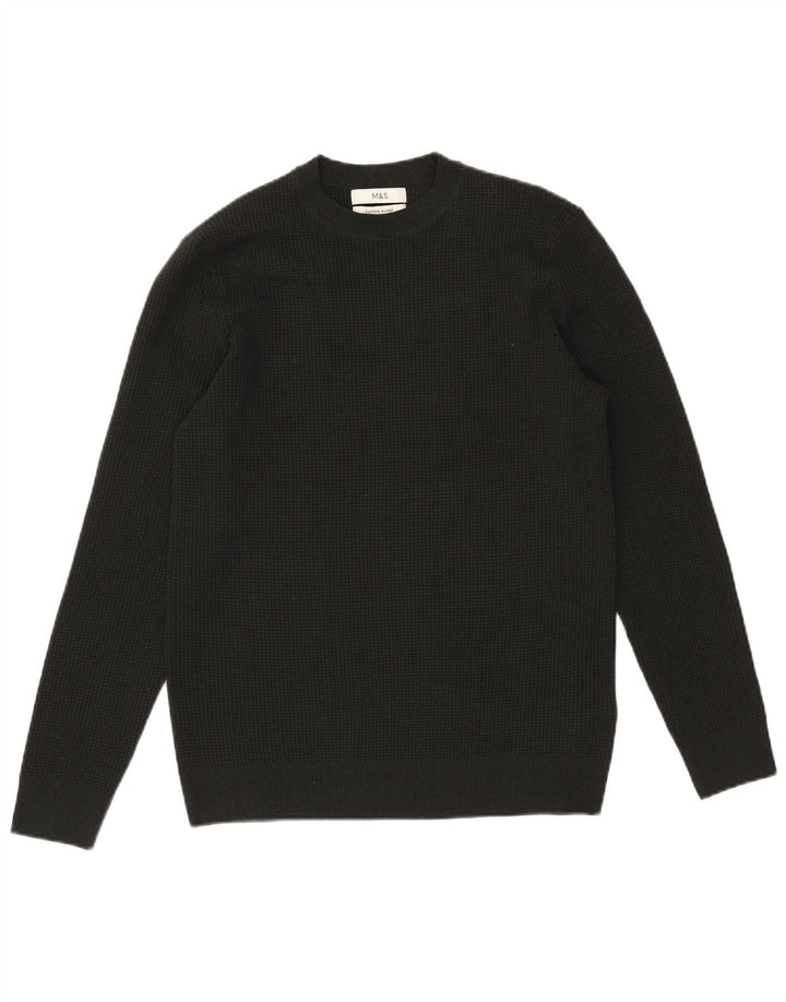 Marks & Spencer Pull à col rond pour homme Petit Kaki Polyester