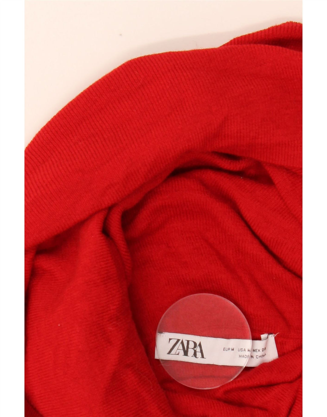 ZARA Pull court à col roulé pour femme UK 12 Rouge moyen