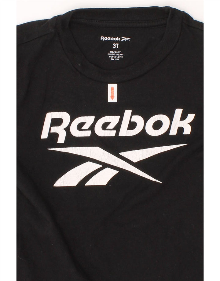 REEBOK Boys Graphic T-Shirt Top 2-3 Years Black Cotton Vintage Reebok and Second-Hand Reebok from Messina Hembry 