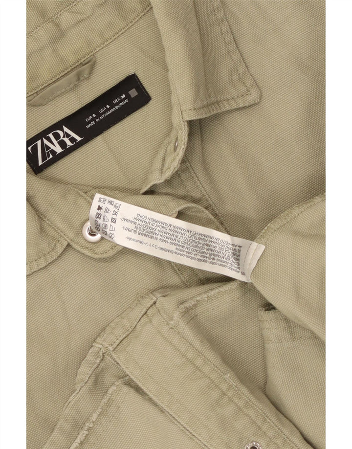 Zara Chemise surdimensionnée pour femme UK 10 Petit coton vert