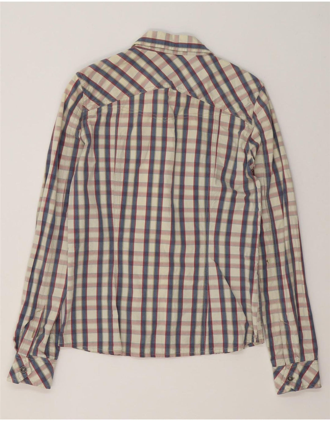 Guru Chemise Slim Femme UK 12 Coton à Carreaux Blanc Moyen