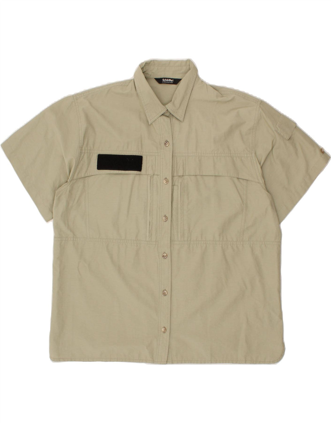 SCHOFFEL Womens Short Sleeve Shirt EU 48 2XL Grey Cotton Vintage Schoffel and Second-Hand Schoffel from Messina Hembry 