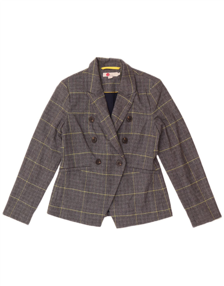 Boden Womens Petite Blazer Jacket UK 10 Petit pied-de-poule bleu marine