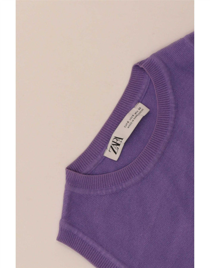 Zara Womens Crop Vest Top UK 8 Petit Violet