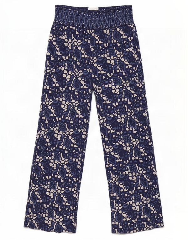 Fat Face Pantalon décontracté à motif abstrait pour femme UK 14 Medium W30 L27 Bleu