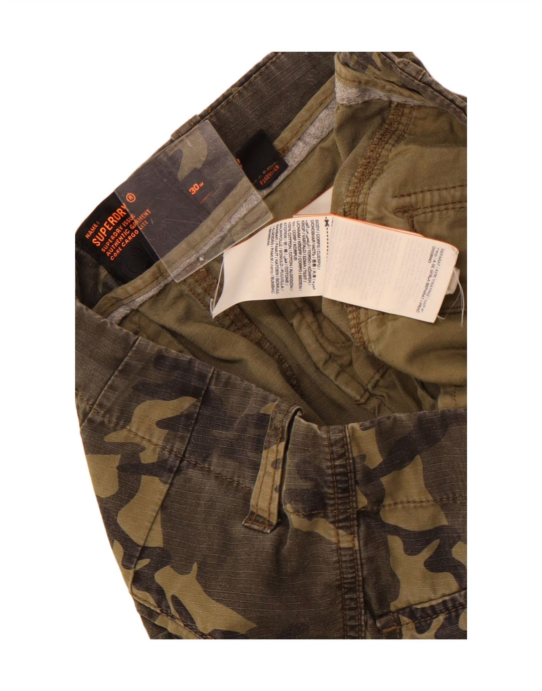 Superdry Short Cargo W30 Coton Camouflage Kaki Moyen Homme