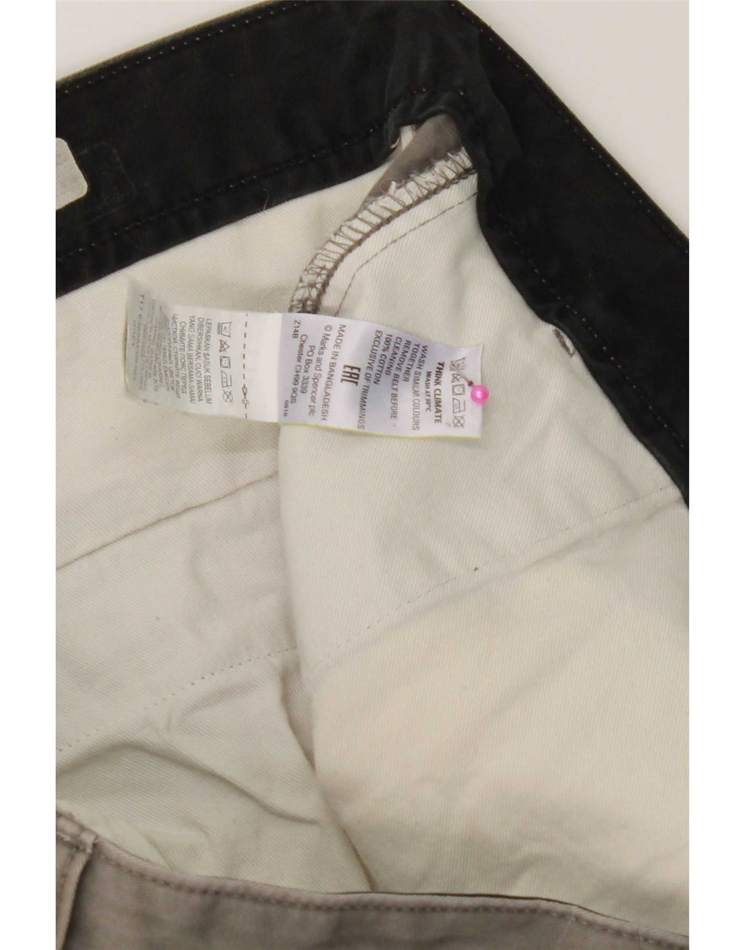 Marks & Spencer Pantalon Chino Droit Homme W38 L29 Gris Coton