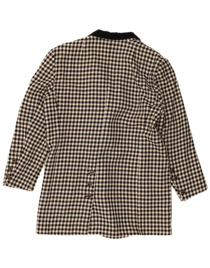 vintage Womens Loose Fit Double Breasted Coat EU 36 Petit pied-de-poule noir