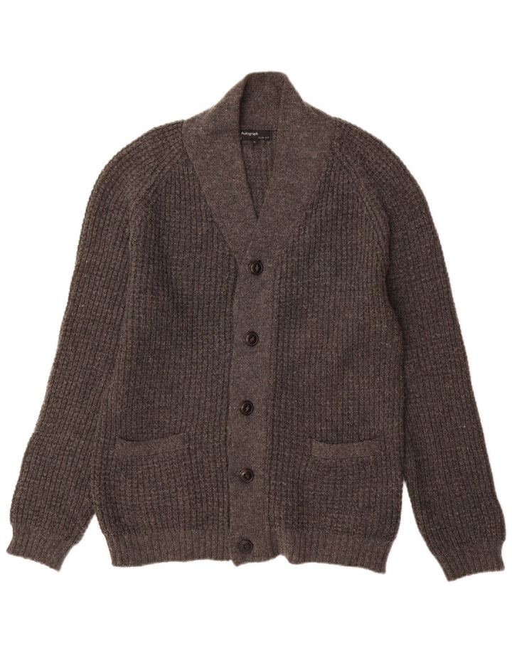 Marks & Spencer Pull Cardigan Coupe Slim Autograph Homme Laine Gris Moyen