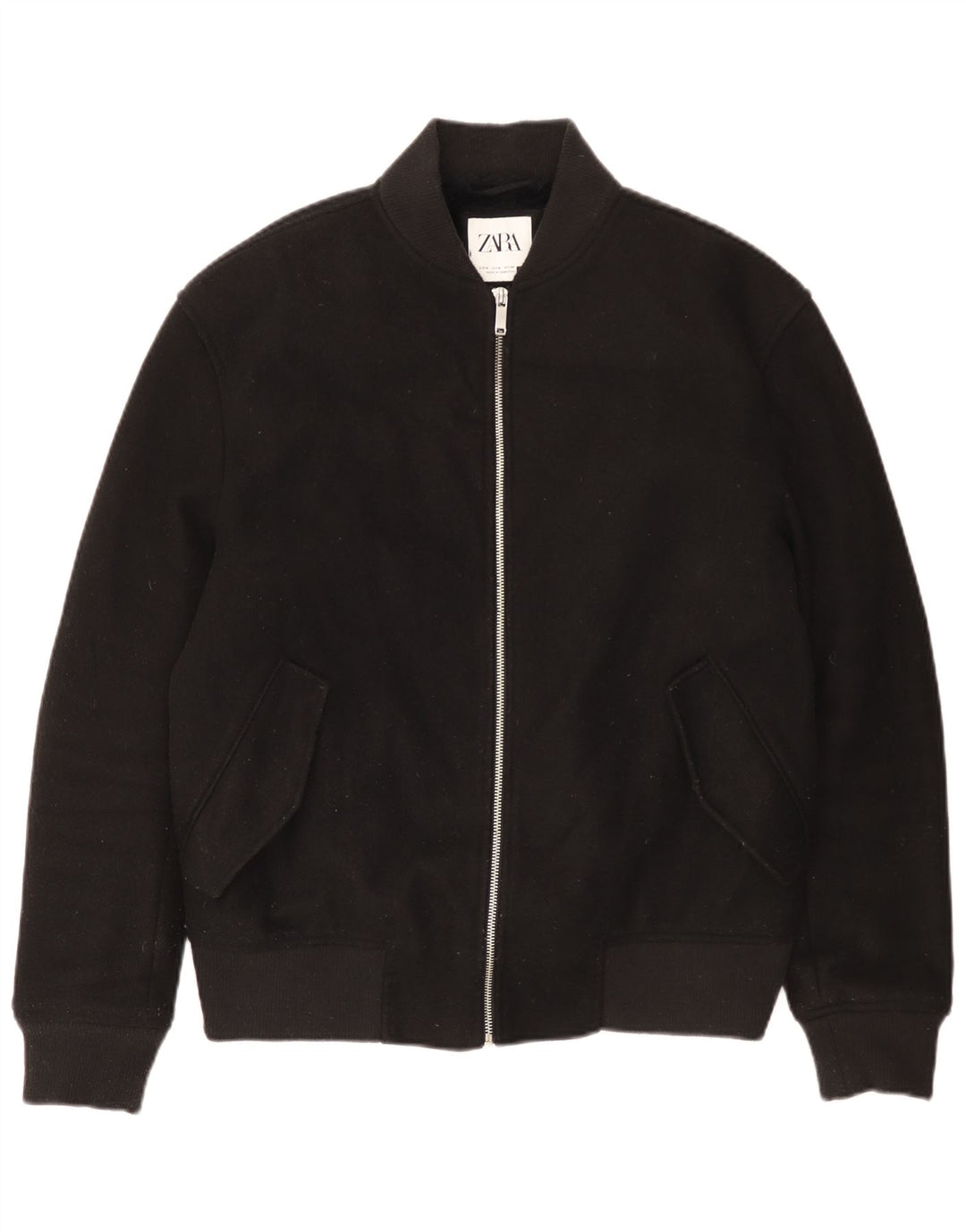 ZARA Veste Bomber Homme UK 38 Medium Noir Polyester