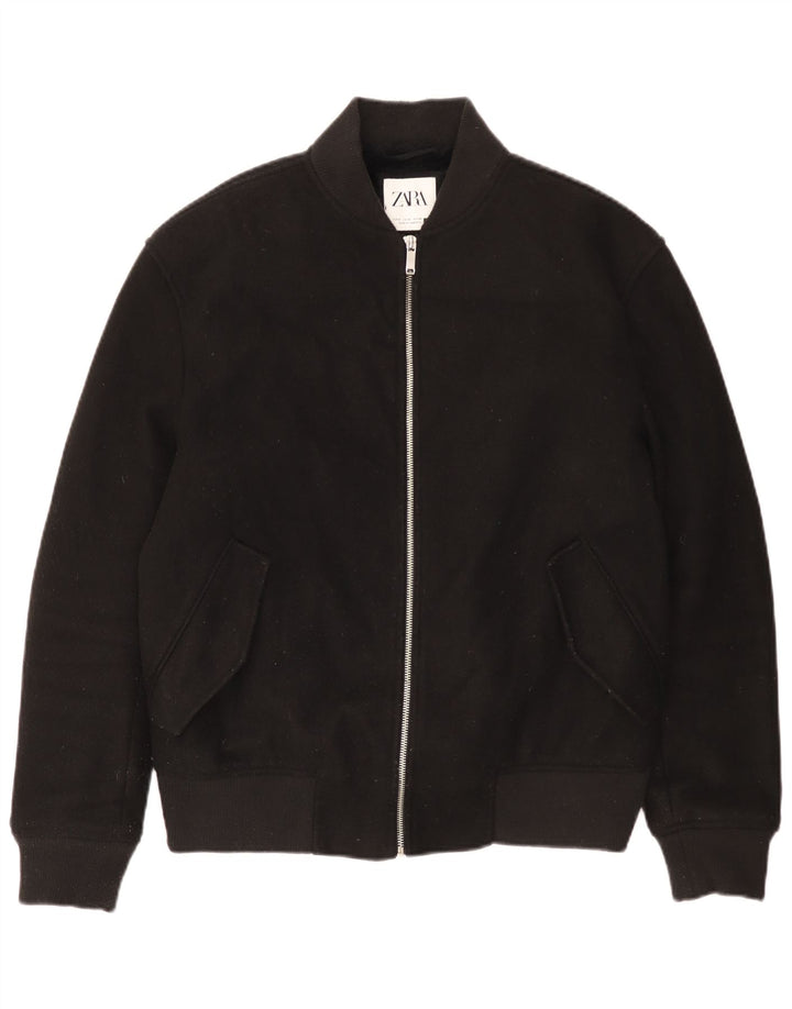 ZARA Veste Bomber Homme UK 38 Medium Noir Polyester