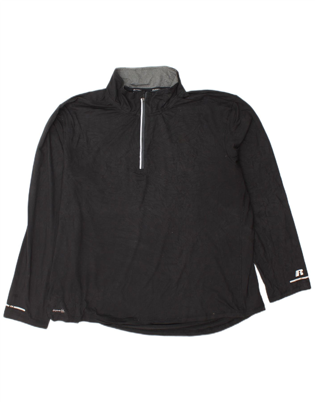 Russell Athletic Haut Dri-Power à manches longues et col zippé pour homme Noir XL Polyester