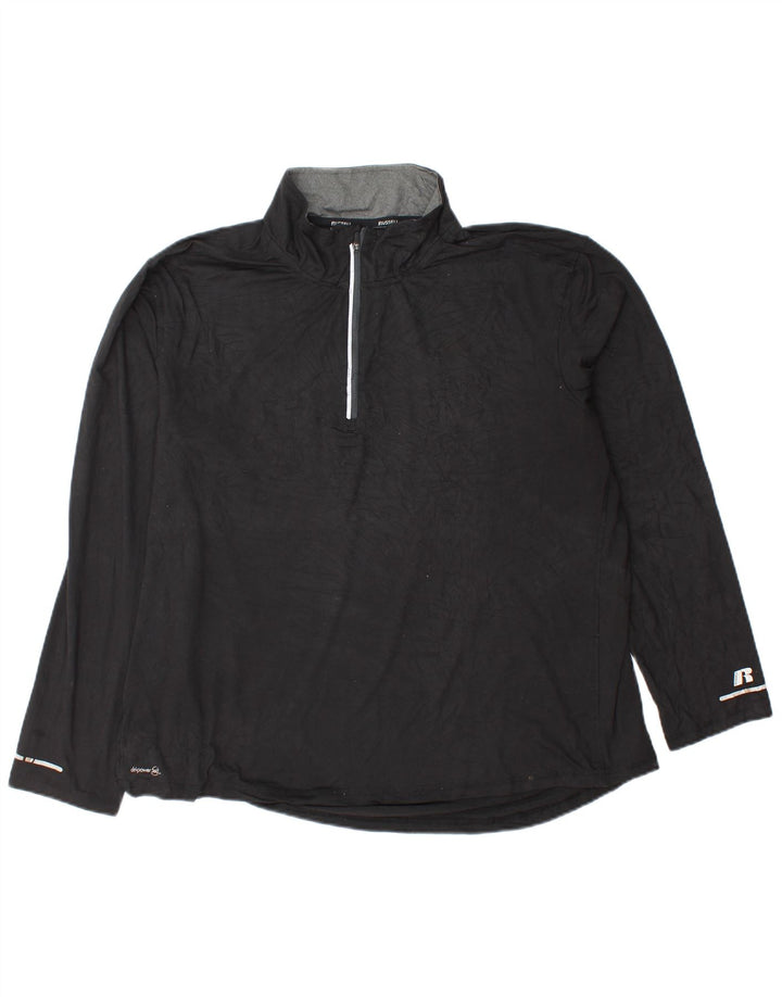 Russell Athletic Haut Dri-Power à manches longues et col zippé pour homme Noir XL Polyester