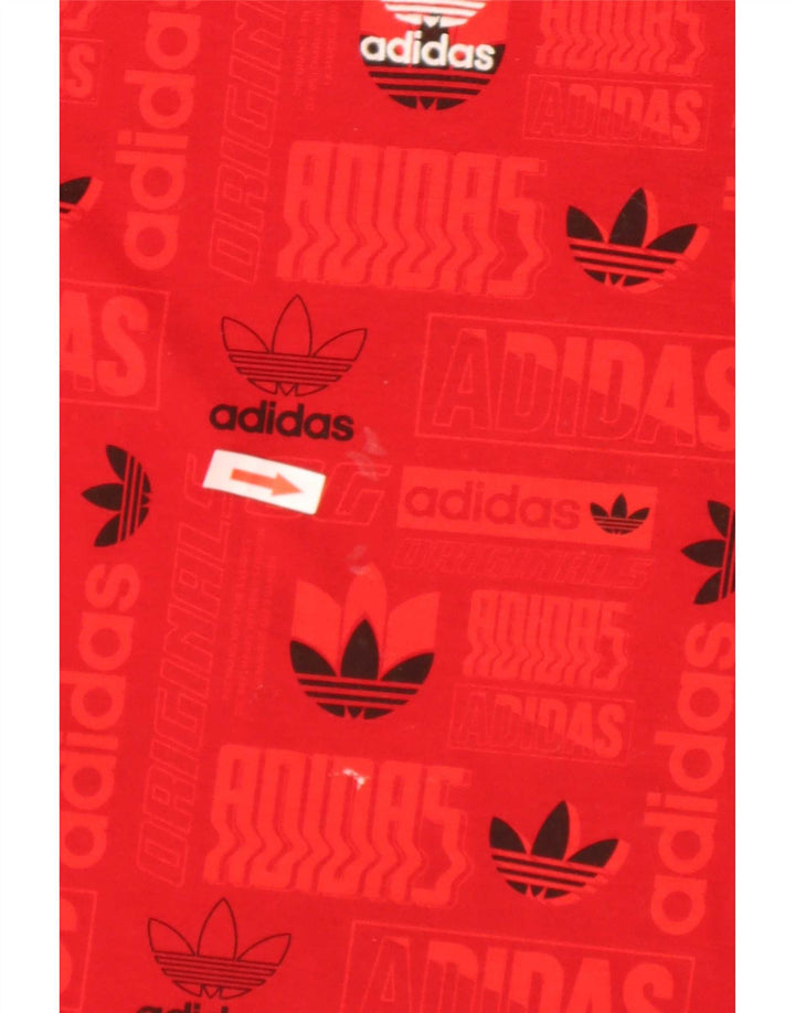Adidas Mens Regular Graphic T-Shirt Top Rouge Moyen Polyester