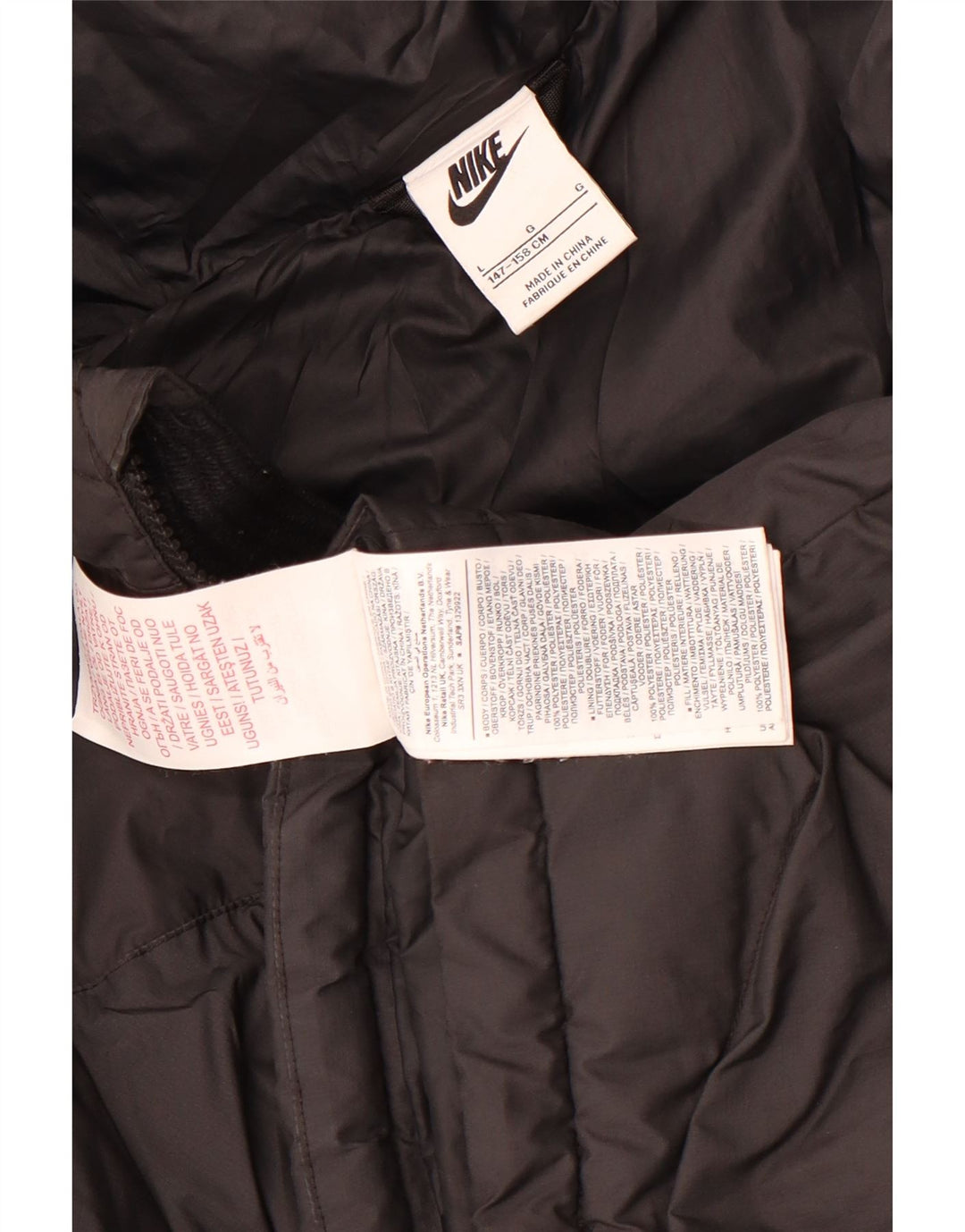 Nike Veste matelassée à capuche pour garçon 12-13 ans Large Noir Polyester