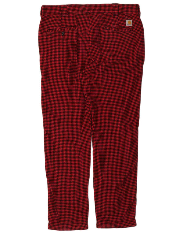 Carhartt Pantalon Chino Droit Homme XL W40 L32 Rouge Pied-de-Poule Coton