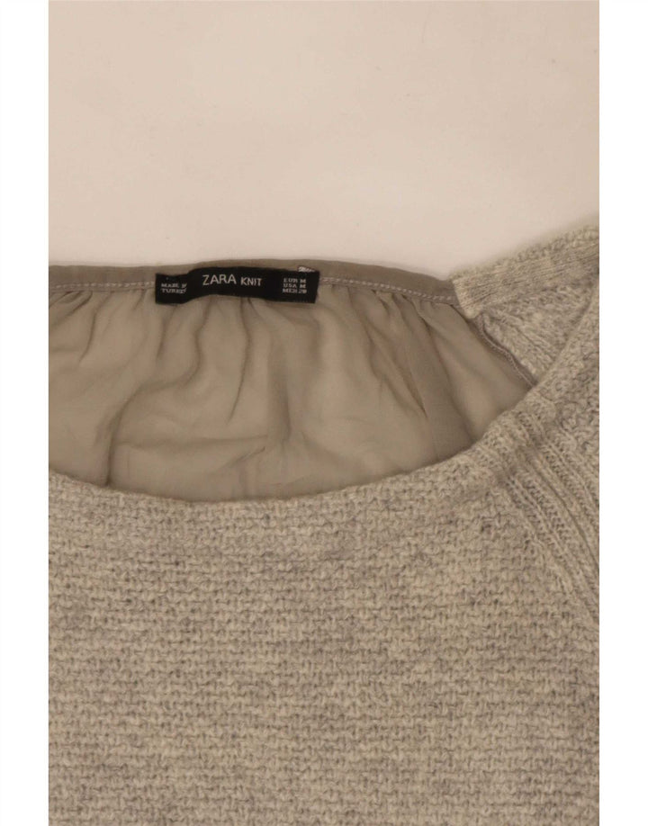Zara Femme Top Manches Longues UK 12 Gris Moyen