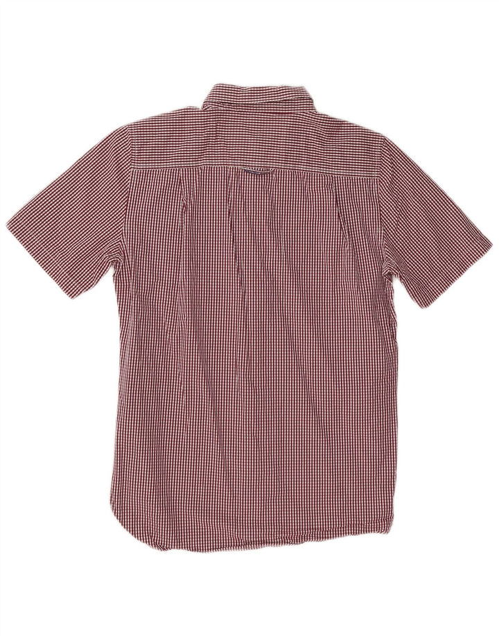 Superdry Chemise à manches courtes pour hommes en coton vichy bordeaux moyen