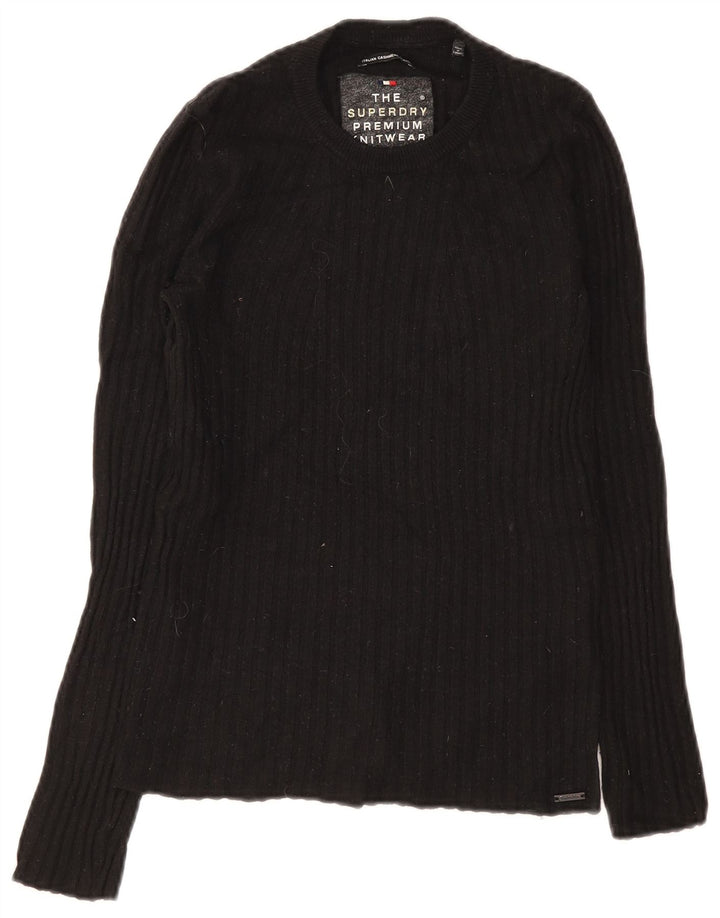 Superdry Pull ras du cou pour femme UK 8 Small Laine noire